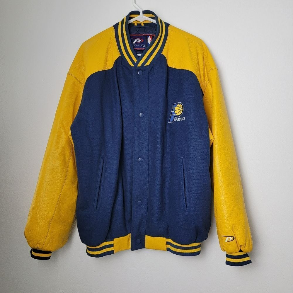 Indiana Pacers Vintage Y2K Pro Player NBA Varsity Bomber Jacket Wool Blend Large
